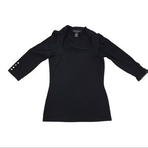 White House Black Market black 3/4 sleeve top, WHMB, XXS Staple classic chic